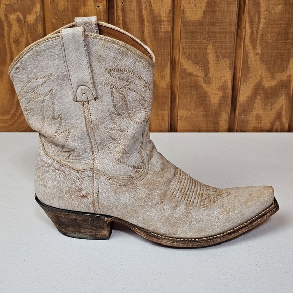 Dan Post Women's Standing Room Only Boots Sz 7 Distressed White Ankle DP4059 - Picture 2 of 10